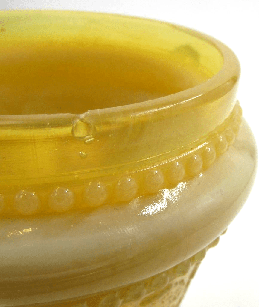 Sugar Bowl Holly Motif 2 Handled Antique Opalescent Yellow Rare Color - AntiquesEtceteraSugar Bowl Holly Motif 2 Handled Antique Opalescent Yellow Rare ColorAntiquesEtceteraAntiquesEtcetera