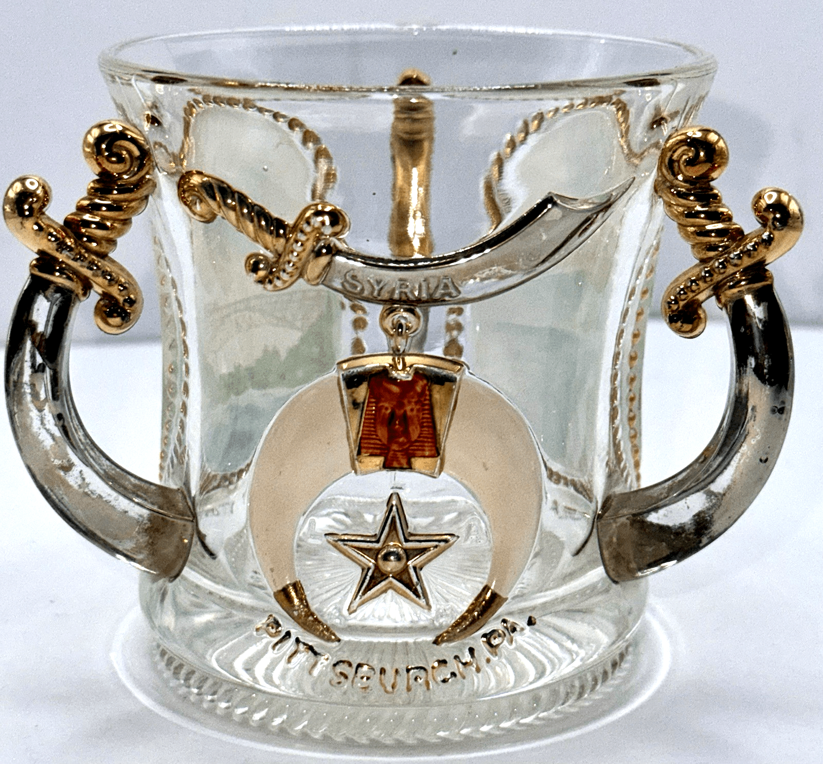 Syria Shriners 3 - Handled Glass Mug Pittsburgh Niagara Falls Gold Gilt June 1905 - AntiquesEtceteraSyria Shriners 3 - Handled Glass Mug Pittsburgh Niagara Falls Gold Gilt June 1905AntiquesEtceteraAntiquesEtcetera