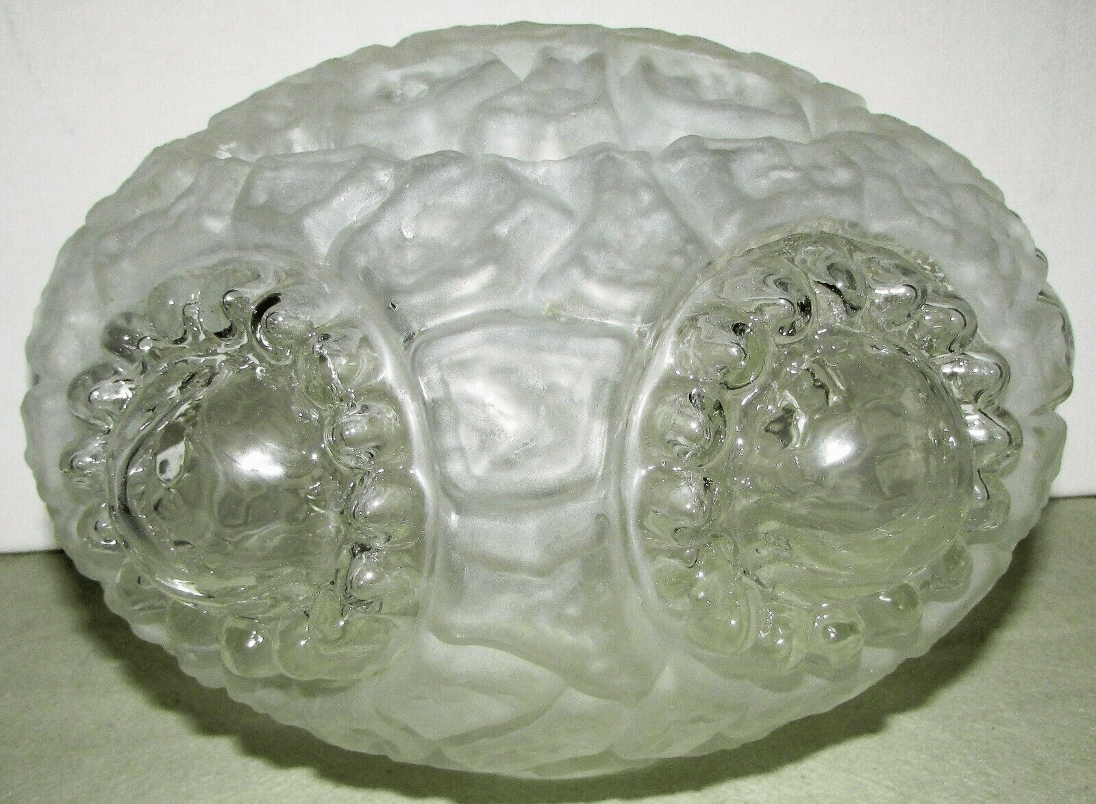Textured Glass Ceiling Light Shade Bullseye Ceiling Mushroom Frosted Vintage - AntiquesEtceteraTextured Glass Ceiling Light Shade Bullseye Ceiling Mushroom Frosted VintageAntiquesEtceteraAntiquesEtcetera