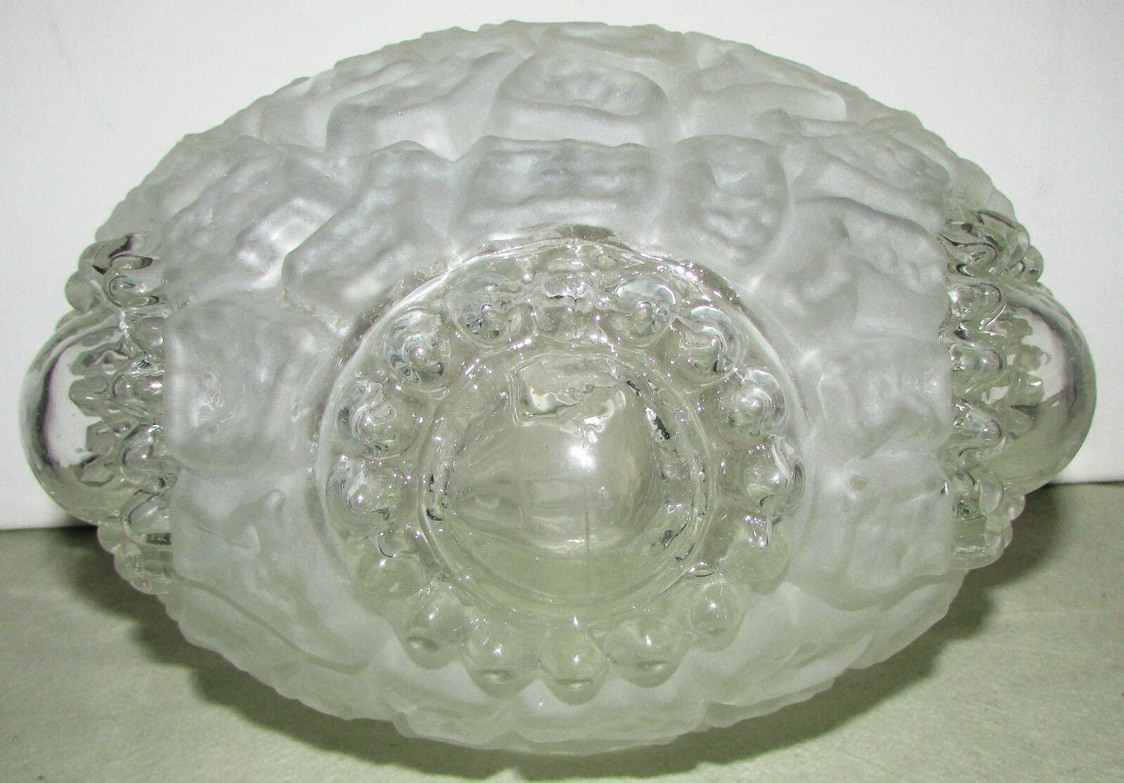 Textured Glass Ceiling Light Shade Bullseye Ceiling Mushroom Frosted Vintage - AntiquesEtceteraTextured Glass Ceiling Light Shade Bullseye Ceiling Mushroom Frosted VintageAntiquesEtceteraAntiquesEtcetera