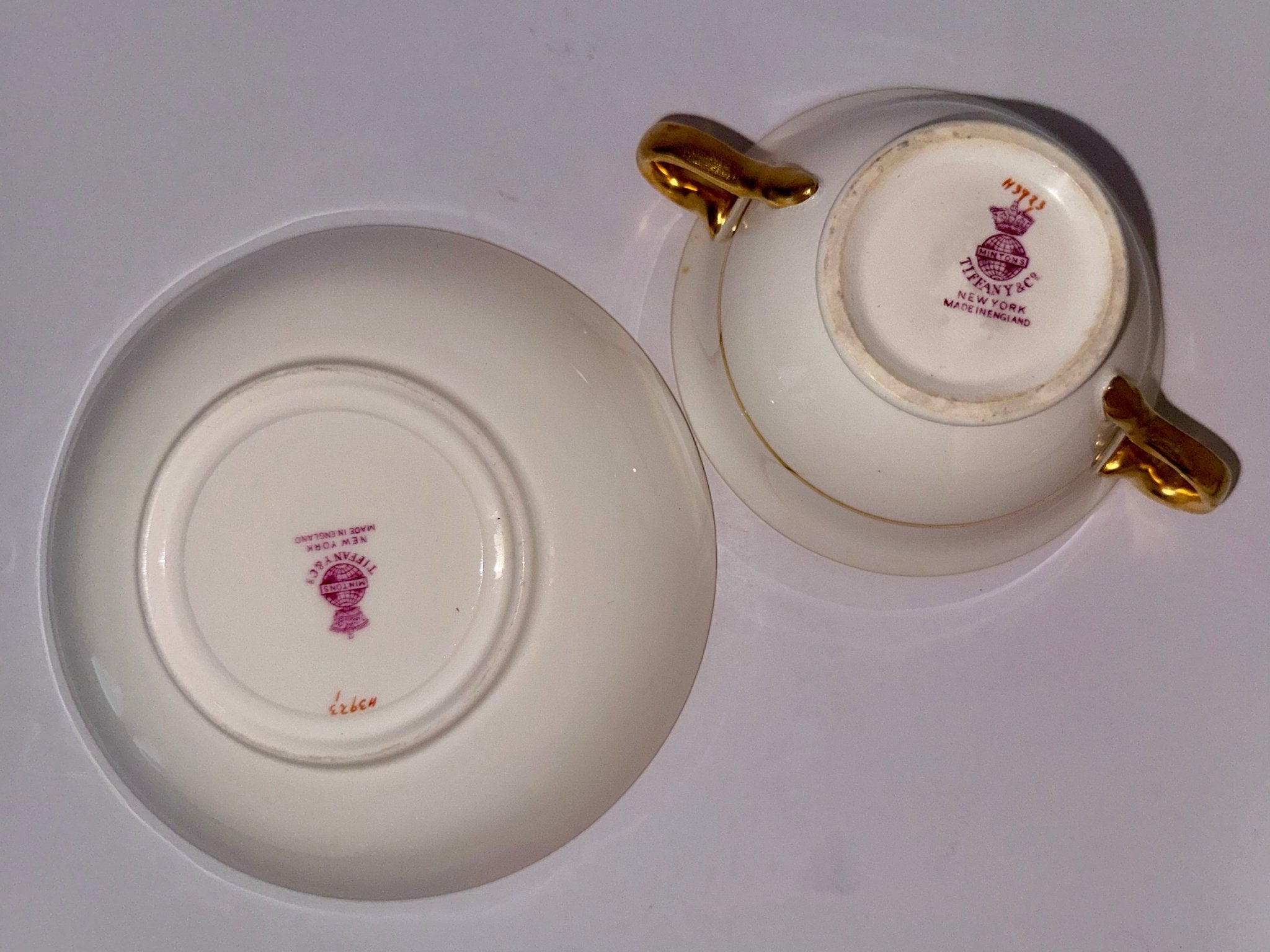 Tiffany & Co. by Minton's Gold Encrusted Cream Soup Cups & Saucers Set of 11 - AntiquesEtceteraTiffany & Co. by Minton's Gold Encrusted Cream Soup Cups & Saucers Set of 11Elegant / Collectible DinnerwareMintons for Tiffany & Co.AntiquesEtcetera