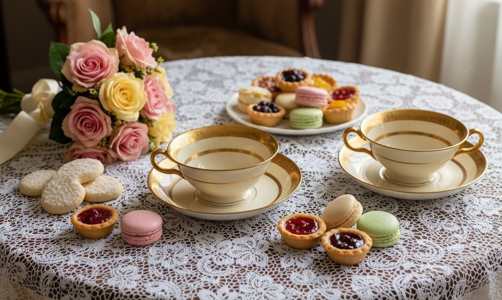Tiffany & Co. by Minton's Gold Encrusted Cream Soup Cups & Saucers Set of 11 - AntiquesEtceteraTiffany & Co. by Minton's Gold Encrusted Cream Soup Cups & Saucers Set of 11Elegant / Collectible DinnerwareMintons for Tiffany & Co.AntiquesEtcetera