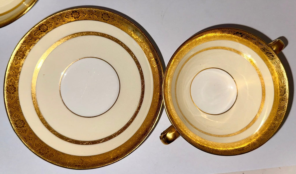 Tiffany & Co. by Minton's Gold Encrusted Cream Soup Cups & Saucers Set of 11 - AntiquesEtceteraTiffany & Co. by Minton's Gold Encrusted Cream Soup Cups & Saucers Set of 11Elegant / Collectible DinnerwareMintons for Tiffany & Co.AntiquesEtcetera