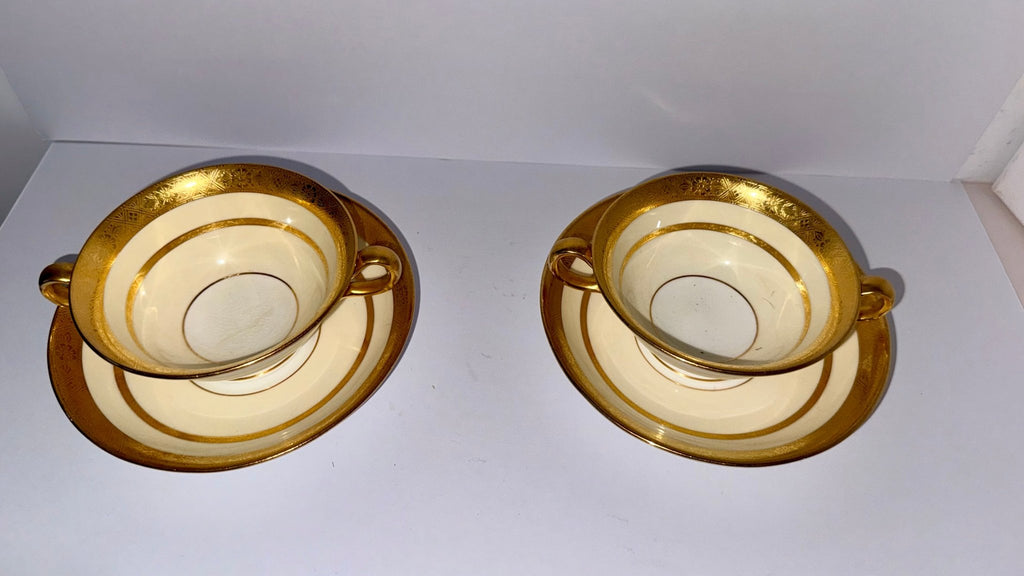 Tiffany & Co. by Minton's Gold Encrusted Cream Soup Cups & Saucers Set of 11 - AntiquesEtceteraTiffany & Co. by Minton's Gold Encrusted Cream Soup Cups & Saucers Set of 11Elegant / Collectible DinnerwareMintons for Tiffany & Co.AntiquesEtcetera