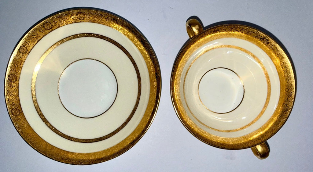 Tiffany & Co. by Minton's Gold Encrusted Cream Soup Cups & Saucers Set of 11 - AntiquesEtceteraTiffany & Co. by Minton's Gold Encrusted Cream Soup Cups & Saucers Set of 11Elegant / Collectible DinnerwareMintons for Tiffany & Co.AntiquesEtcetera