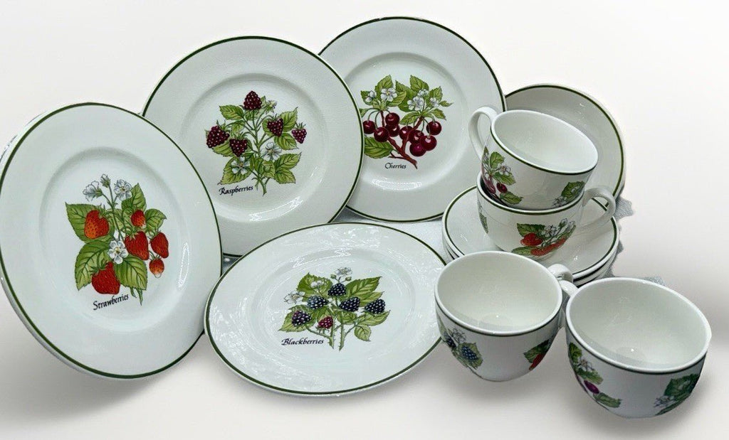 Tiffany & Co NY Fruit Dessert Service for 4 Staffordshire Garden Johnson Bros. - AntiquesEtceteraTiffany & Co NY Fruit Dessert Service for 4 Staffordshire Garden Johnson Bros.Tiffany & Co.AntiquesEtcetera