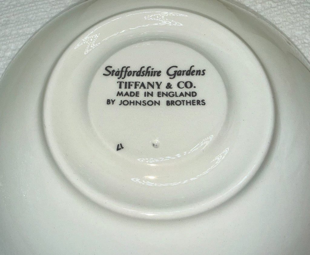 Tiffany & Co NY Fruit Dessert Service for 4 Staffordshire Garden Johnson Bros. - AntiquesEtceteraTiffany & Co NY Fruit Dessert Service for 4 Staffordshire Garden Johnson Bros.Tiffany & Co.AntiquesEtcetera