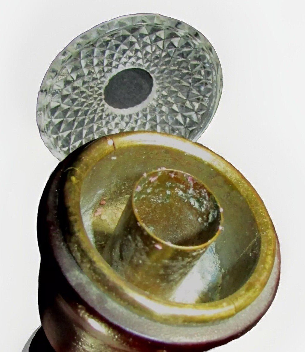 Turned Wood Antique Candlestick 13 1/2" Tall, 5 7/8" Base with Glass Bobeche - AntiquesEtceteraTurned Wood Antique Candlestick 13 1/2" Tall, 5 7/8" Base with Glass BobecheUnbrandedAntiquesEtcetera