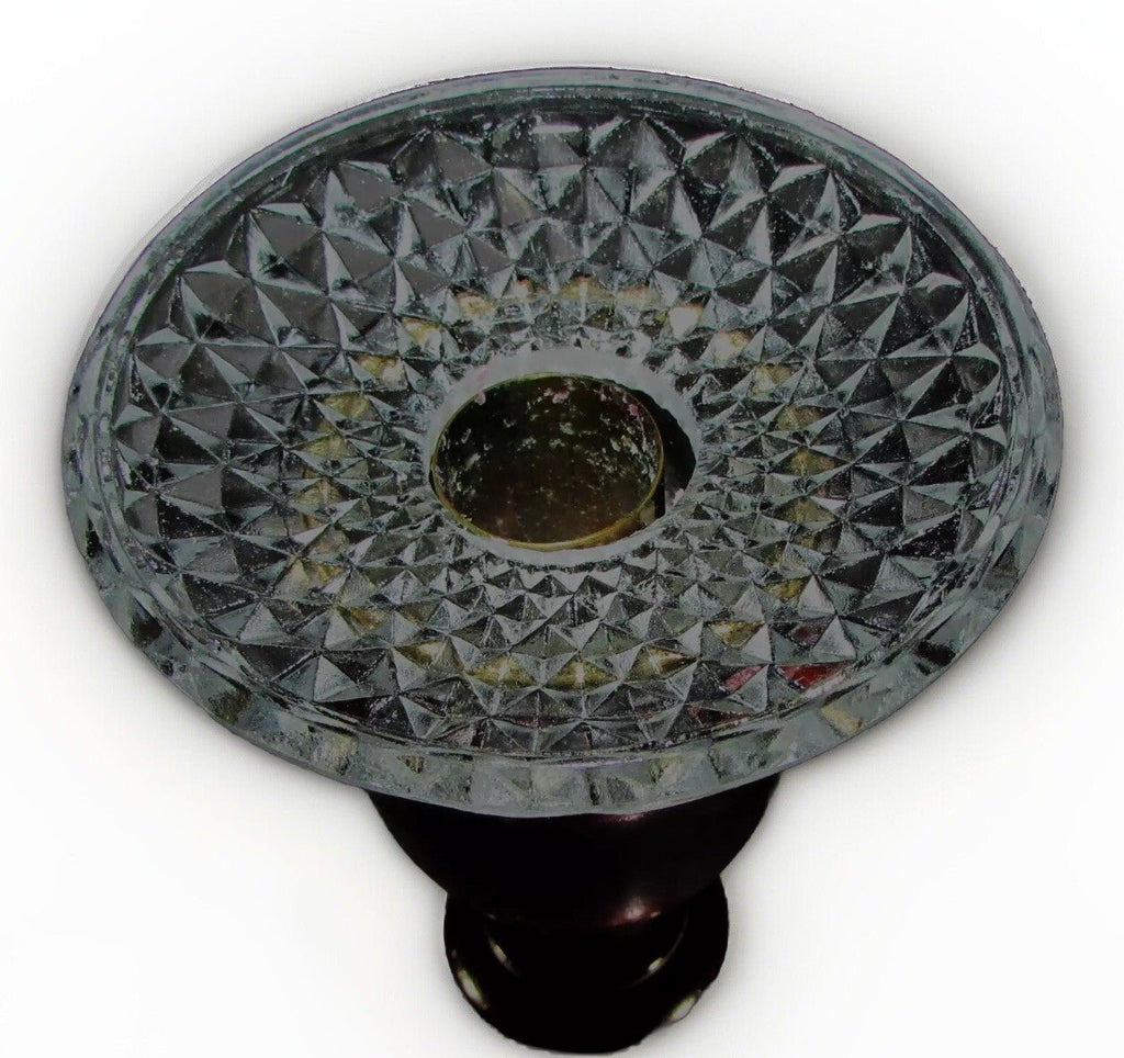 Turned Wood Antique Candlestick 13 1/2" Tall, 5 7/8" Base with Glass Bobeche - AntiquesEtceteraTurned Wood Antique Candlestick 13 1/2" Tall, 5 7/8" Base with Glass BobecheUnbrandedAntiquesEtcetera