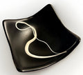 Unusual Signed "len" Pottery Bowl Square Form Black and WhiteAntiquesEtcetera