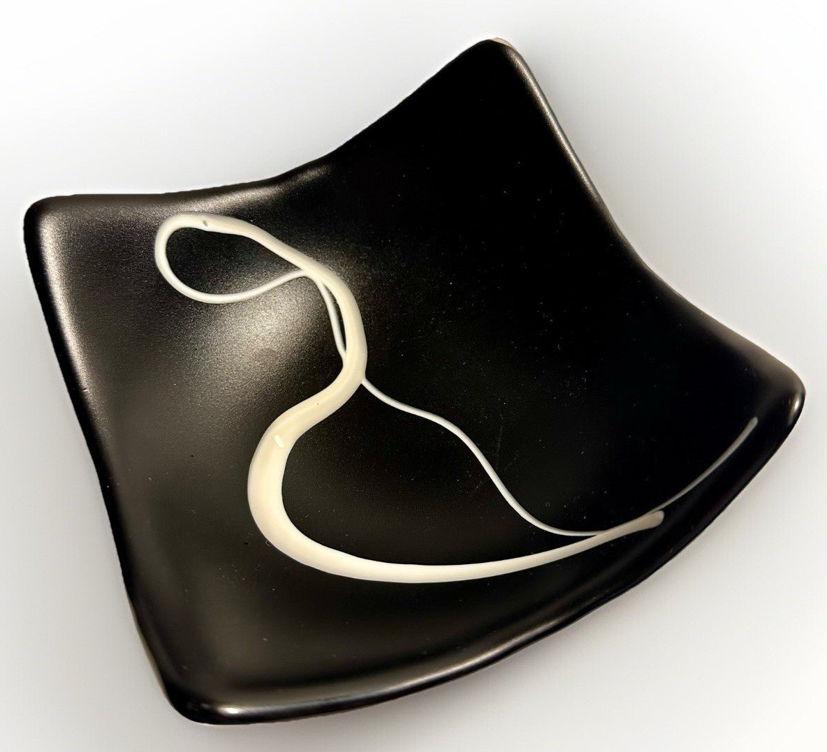 Unusual Signed "len" Pottery Bowl Square Form Black and White - AntiquesEtceteraUnusual Signed "len" Pottery Bowl Square Form Black and Whitelen - signedAntiquesEtcetera