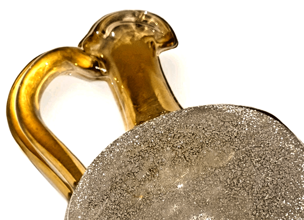 Victorian Art Glass Cruet Enameled Sparkly Snow Finish Pomona Style with Stopper - AntiquesEtceteraVictorian Art Glass Cruet Enameled Sparkly Snow Finish Pomona Style with StopperAntiquesEtceteraAntiquesEtcetera