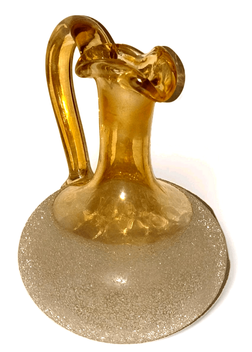 Victorian Art Glass Cruet Enameled Sparkly Snow Finish Pomona Style with Stopper - AntiquesEtceteraVictorian Art Glass Cruet Enameled Sparkly Snow Finish Pomona Style with StopperAntiquesEtceteraAntiquesEtcetera