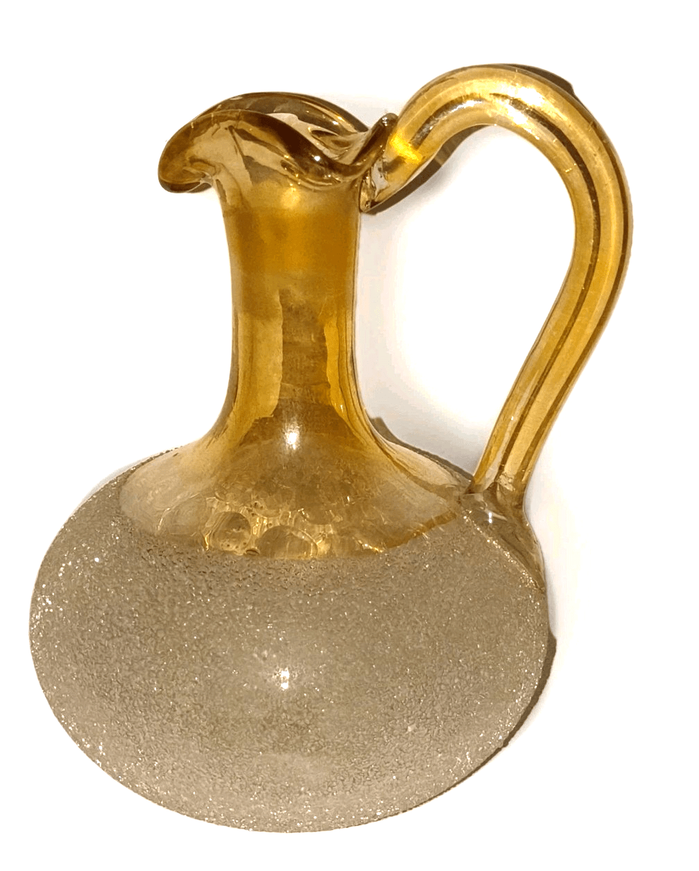 Victorian Art Glass Cruet Enameled Sparkly Snow Finish Pomona Style with Stopper - AntiquesEtceteraVictorian Art Glass Cruet Enameled Sparkly Snow Finish Pomona Style with StopperAntiquesEtceteraAntiquesEtcetera