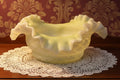 Victorian Cased Glass Bride's Basket Bowl Yellow Satin Floral & BasketweaveAntiquesEtcetera