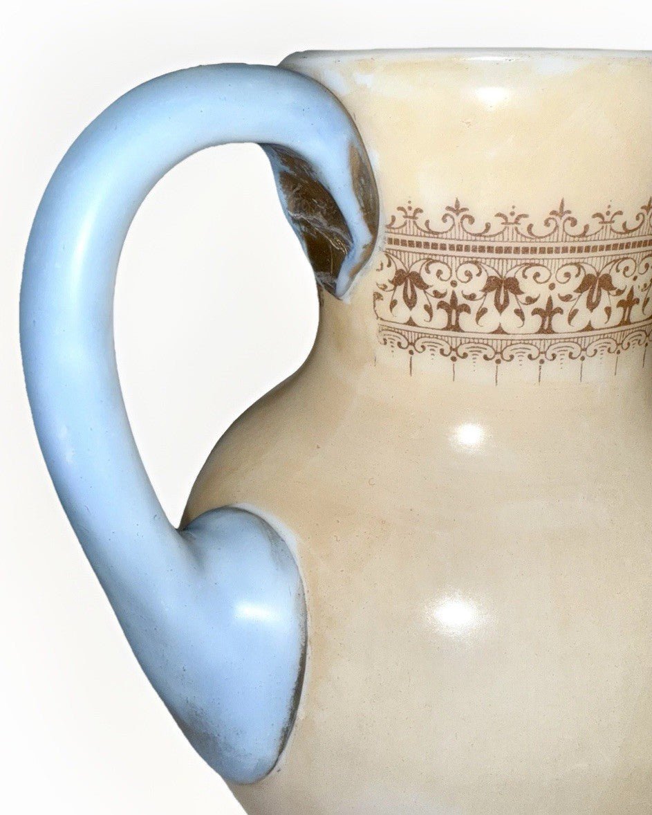 Victorian Cherub Motif Water Set Art Glass Wave Crest Style Pitcher & 3 Tumblers - AntiquesEtceteraVictorian Cherub Motif Water Set Art Glass Wave Crest Style Pitcher & 3 TumblersAntiquesEtceteraAntiquesEtcetera