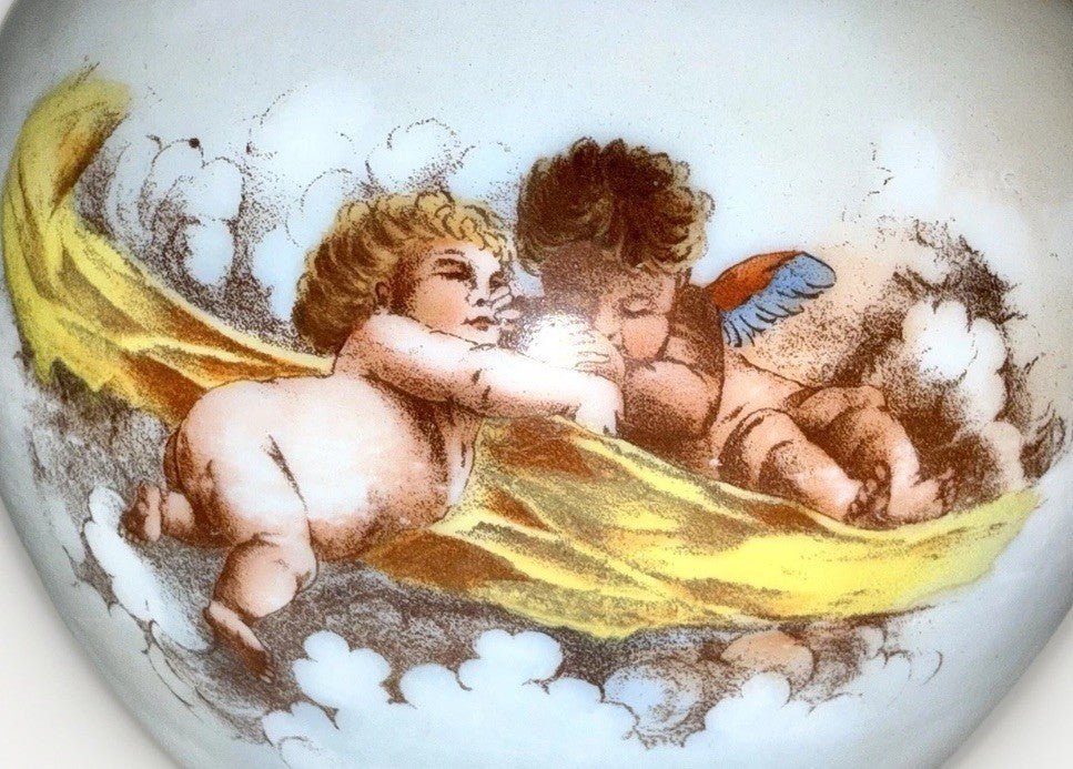 Victorian Cherub Motif Water Set Art Glass Wave Crest Style Pitcher & 3 Tumblers - AntiquesEtceteraVictorian Cherub Motif Water Set Art Glass Wave Crest Style Pitcher & 3 TumblersAntiquesEtceteraAntiquesEtcetera