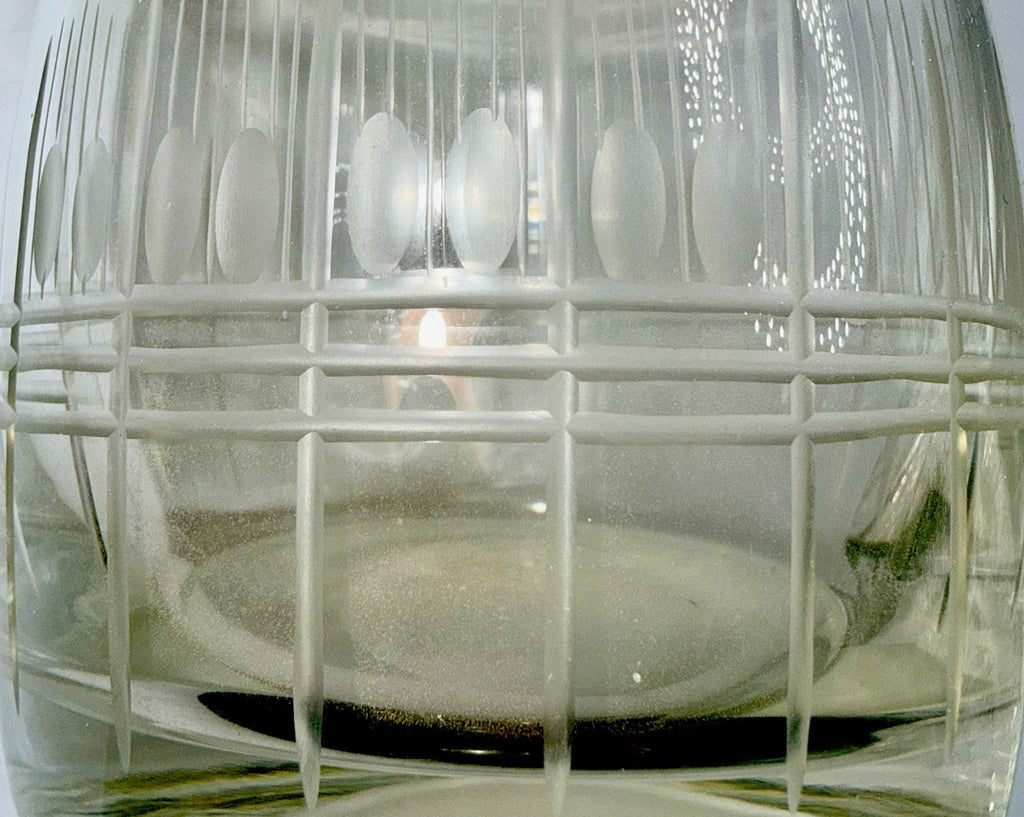 Victorian Glass Cruet w/ Etched Vertical & Horizontal Lines Art Deco Motif - AntiquesEtceteraVictorian Glass Cruet w/ Etched Vertical & Horizontal Lines Art Deco MotifAntiquesEtceteraAntiquesEtcetera