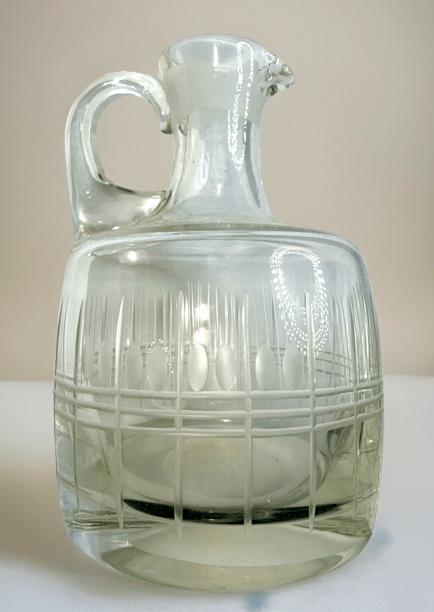 Victorian Glass Cruet w/ Etched Vertical & Horizontal Lines Art Deco Motif - AntiquesEtceteraVictorian Glass Cruet w/ Etched Vertical & Horizontal Lines Art Deco MotifAntiquesEtceteraAntiquesEtcetera