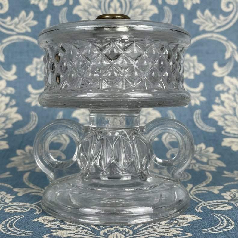 Victorian Oil Lamp Wedding / Bridal Double Handle Unity Lamp Stunning Diamond Point Motif with Petticoat Chimney - AntiquesEtceteraVictorian Oil Lamp Wedding / Bridal Double Handle Unity Lamp Stunning Diamond Point Motif with Petticoat ChimneyAntique LightingAntiquesEtceteraAntiquesEtcetera