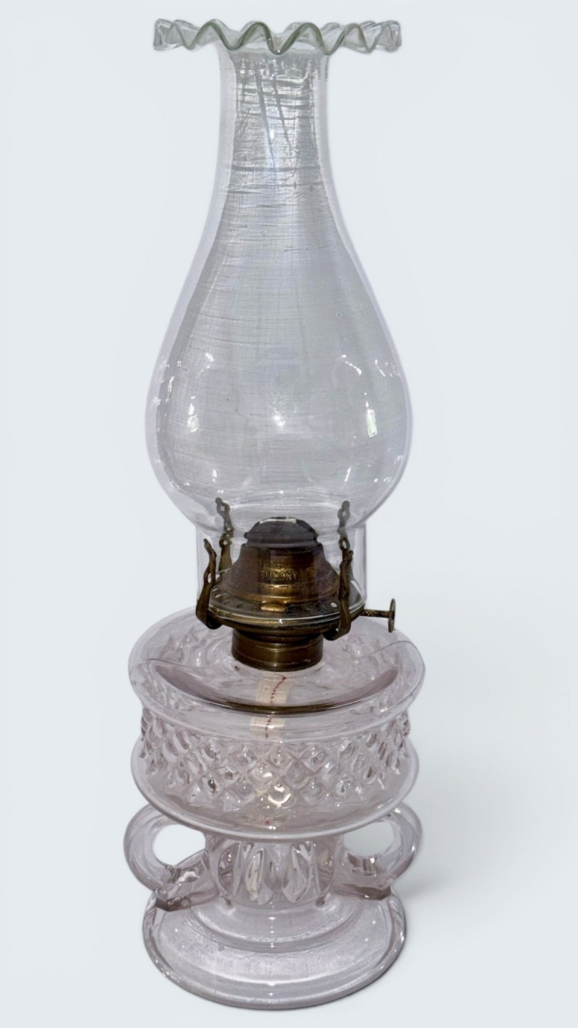 Victorian Oil Lamp Wedding / Bridal Double Handle Unity Lamp Stunning Diamond Point Motif with Petticoat Chimney - AntiquesEtceteraVictorian Oil Lamp Wedding / Bridal Double Handle Unity Lamp Stunning Diamond Point Motif with Petticoat ChimneyAntique LightingAntiquesEtceteraAntiquesEtcetera