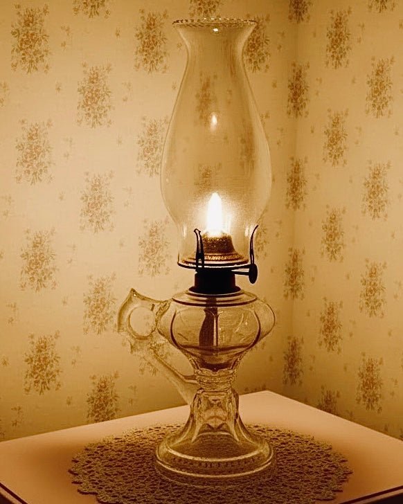 Victorian Oil or Kerosene Footed Hand Lamp / Complete with Chimney and Working Burner - AntiquesEtceteraVictorian Oil or Kerosene Footed Hand Lamp / Complete with Chimney and Working BurnerAntique Oil LampAntiquesEtceteraAntiquesEtcetera