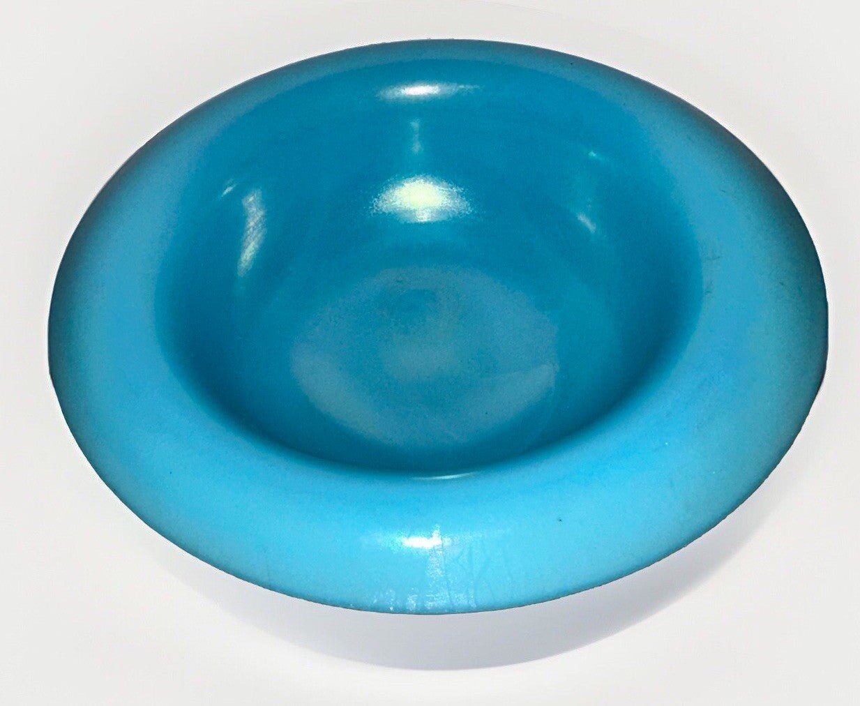 Vintage Center Pedestal Bowl Iridescent Opaline Blue Glass Opaque - AntiquesEtceteraVintage Center Pedestal Bowl Iridescent Opaline Blue Glass OpaqueUnbrandedAntiquesEtcetera