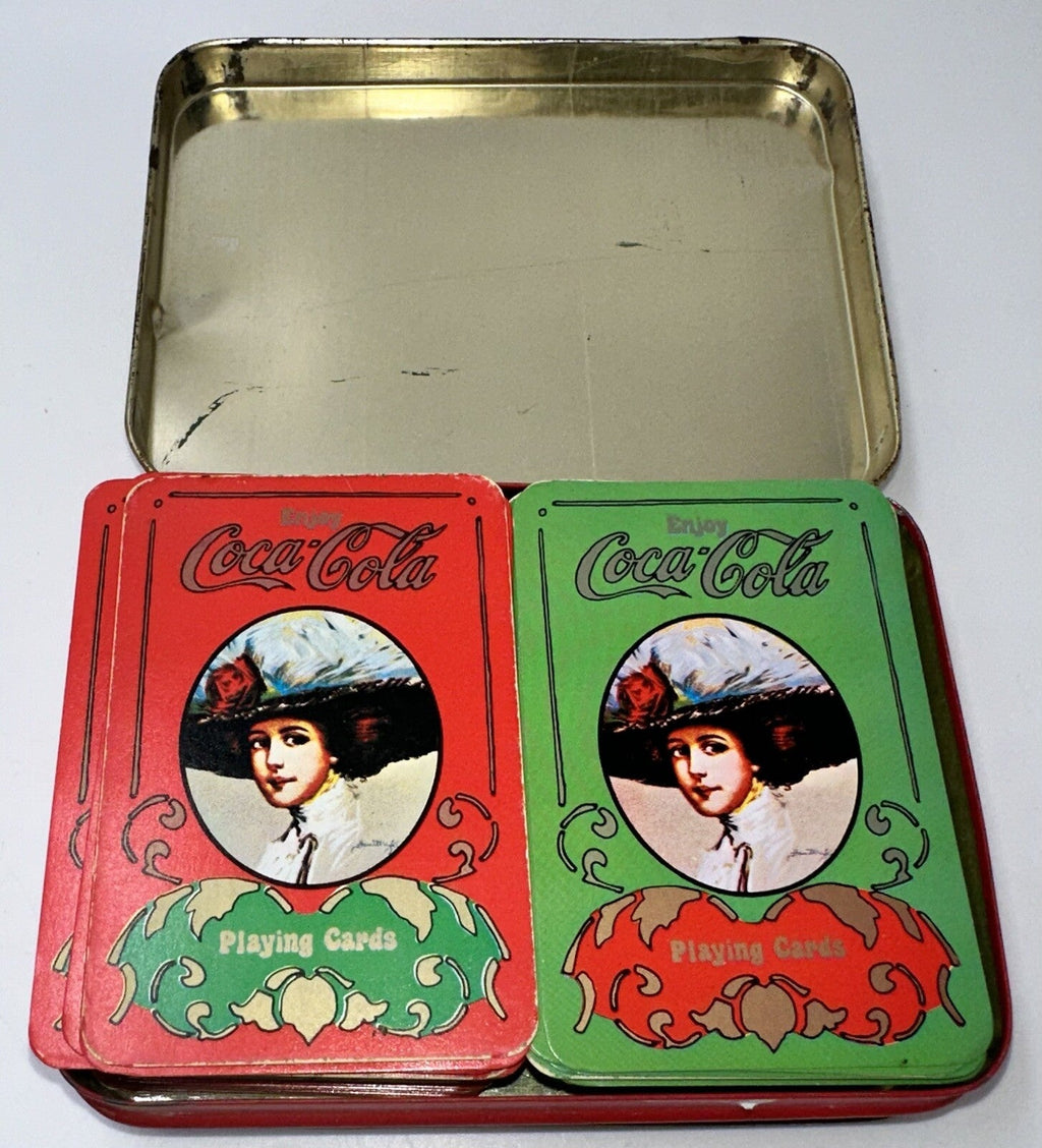 Vintage Coca Cola Hinged Tin with 2 Packs of Snoopy Playing Cards - AntiquesEtceteraVintage Coca Cola Hinged Tin with 2 Packs of Snoopy Playing CardsCoca - ColaAntiquesEtcetera