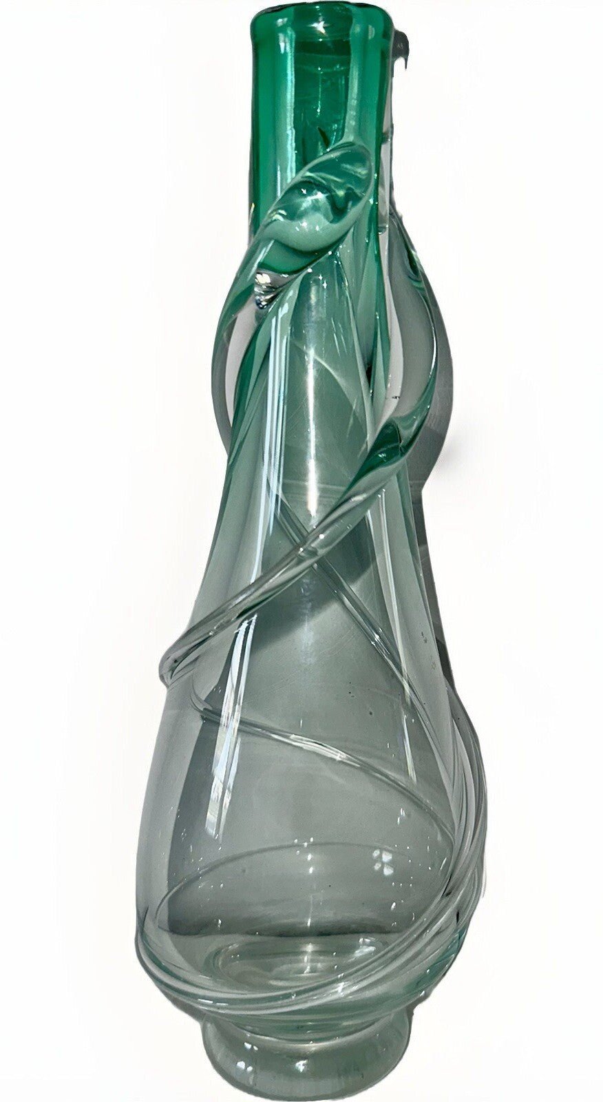 Vintage Emil R. Art Glass Vase Signed Pale Green with Applied Swirl Optic Effect - AntiquesEtceteraVintage Emil R. Art Glass Vase Signed Pale Green with Applied Swirl Optic EffectEmil R.AntiquesEtcetera