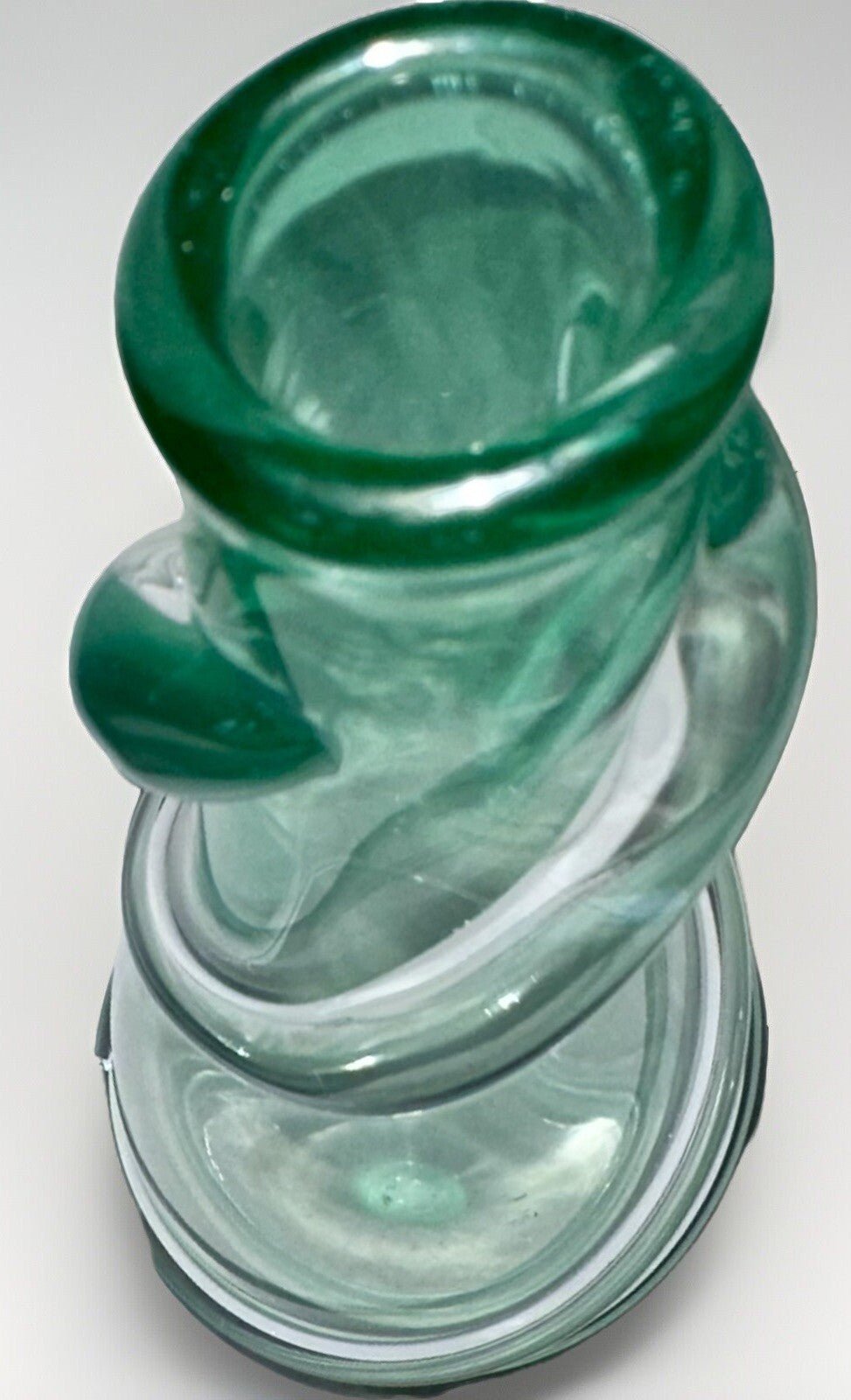 Vintage Emil R. Art Glass Vase Signed Pale Green with Applied Swirl Optic Effect - AntiquesEtceteraVintage Emil R. Art Glass Vase Signed Pale Green with Applied Swirl Optic EffectEmil R.AntiquesEtcetera