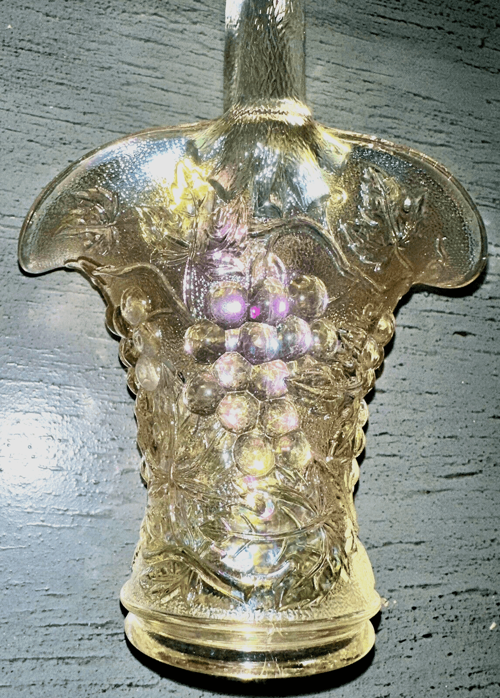 Vintage Imperial Carnival Iridescent Marigold Glass 10" Basket - Grape Clusters - AntiquesEtceteraVintage Imperial Carnival Iridescent Marigold Glass 10" Basket - Grape ClustersImperialAntiquesEtcetera
