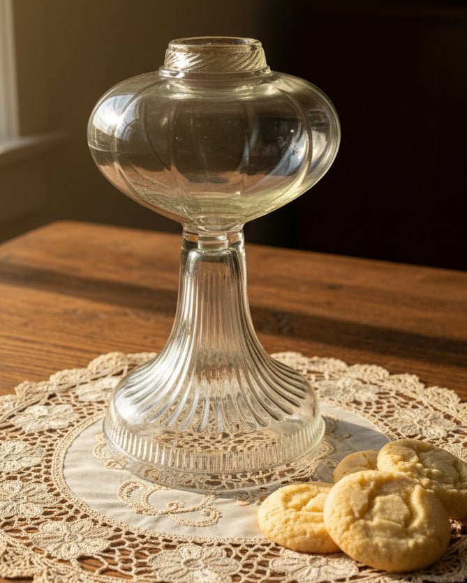 Vintage Oil or Kerosene Lamp Pretty Design with 12 - Sided Font and Vertical Prisms Base No. 2 Size - AntiquesEtceteraVintage Oil or Kerosene Lamp Pretty Design with 12 - Sided Font and Vertical Prisms Base No. 2 SizeAntique LightingAntiquesEtceteraAntiquesEtcetera