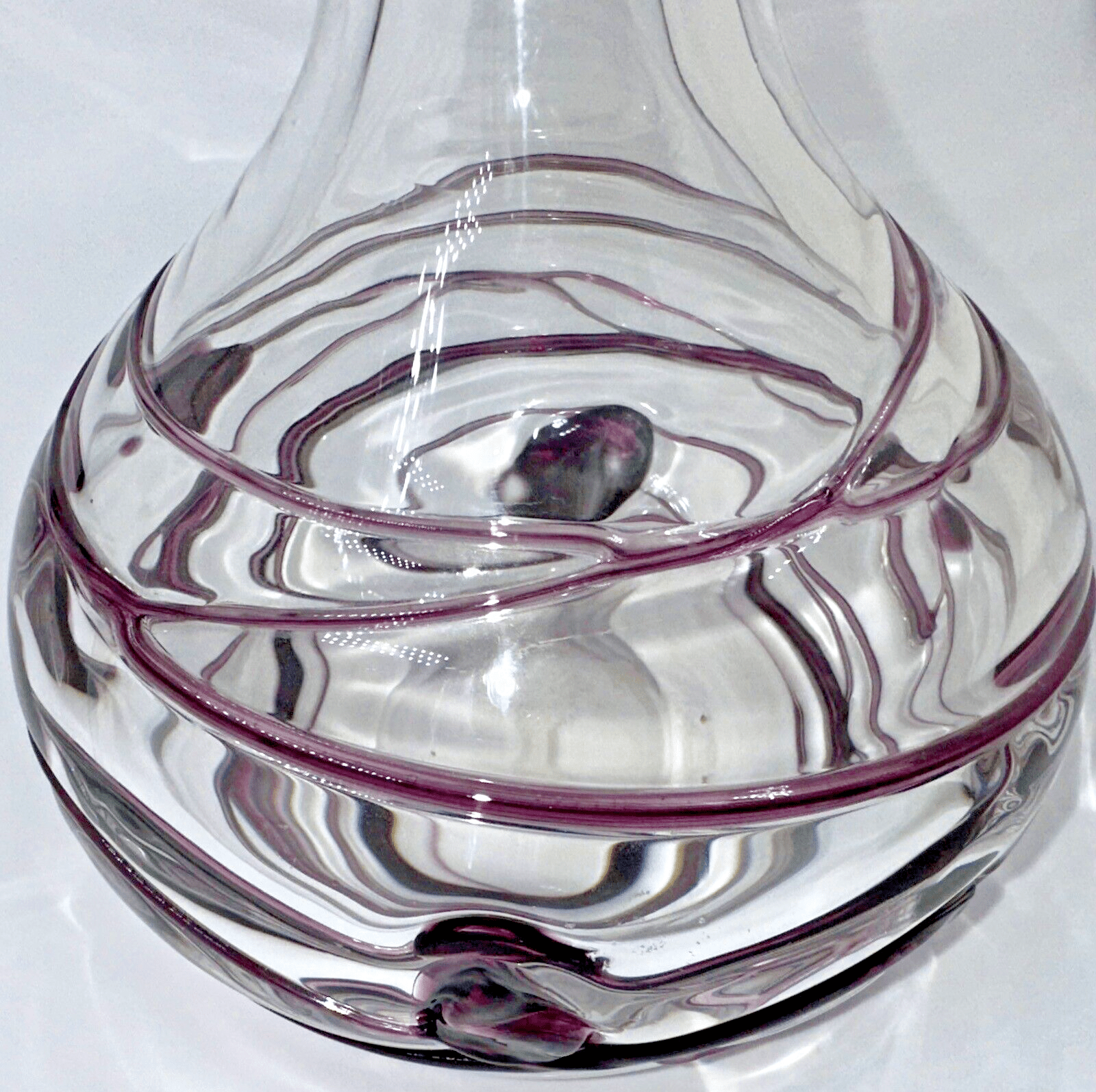 Vintage Poschinger Bavaria Art Glass Vase Crystal Clear w/ Purple Hanging Hearts - AntiquesEtceteraVintage Poschinger Bavaria Art Glass Vase Crystal Clear w/ Purple Hanging HeartsPoschingerAntiquesEtcetera