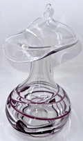 Vintage Poschinger Bavaria Art Glass Vase Crystal Clear w/ Purple Hanging Hearts - AntiquesEtceteraVintage Poschinger Bavaria Art Glass Vase Crystal Clear w/ Purple Hanging HeartsPoschingerAntiquesEtcetera