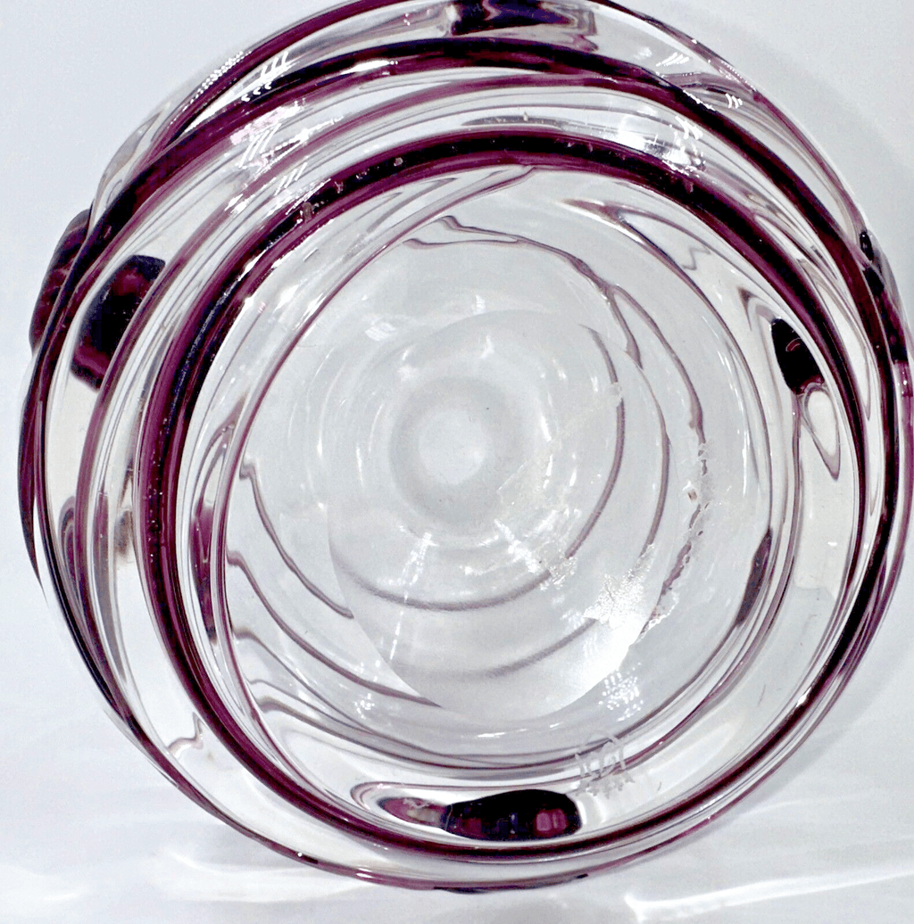 Vintage Poschinger Bavaria Art Glass Vase Crystal Clear w/ Purple Hanging Hearts - AntiquesEtceteraVintage Poschinger Bavaria Art Glass Vase Crystal Clear w/ Purple Hanging HeartsPoschingerAntiquesEtcetera