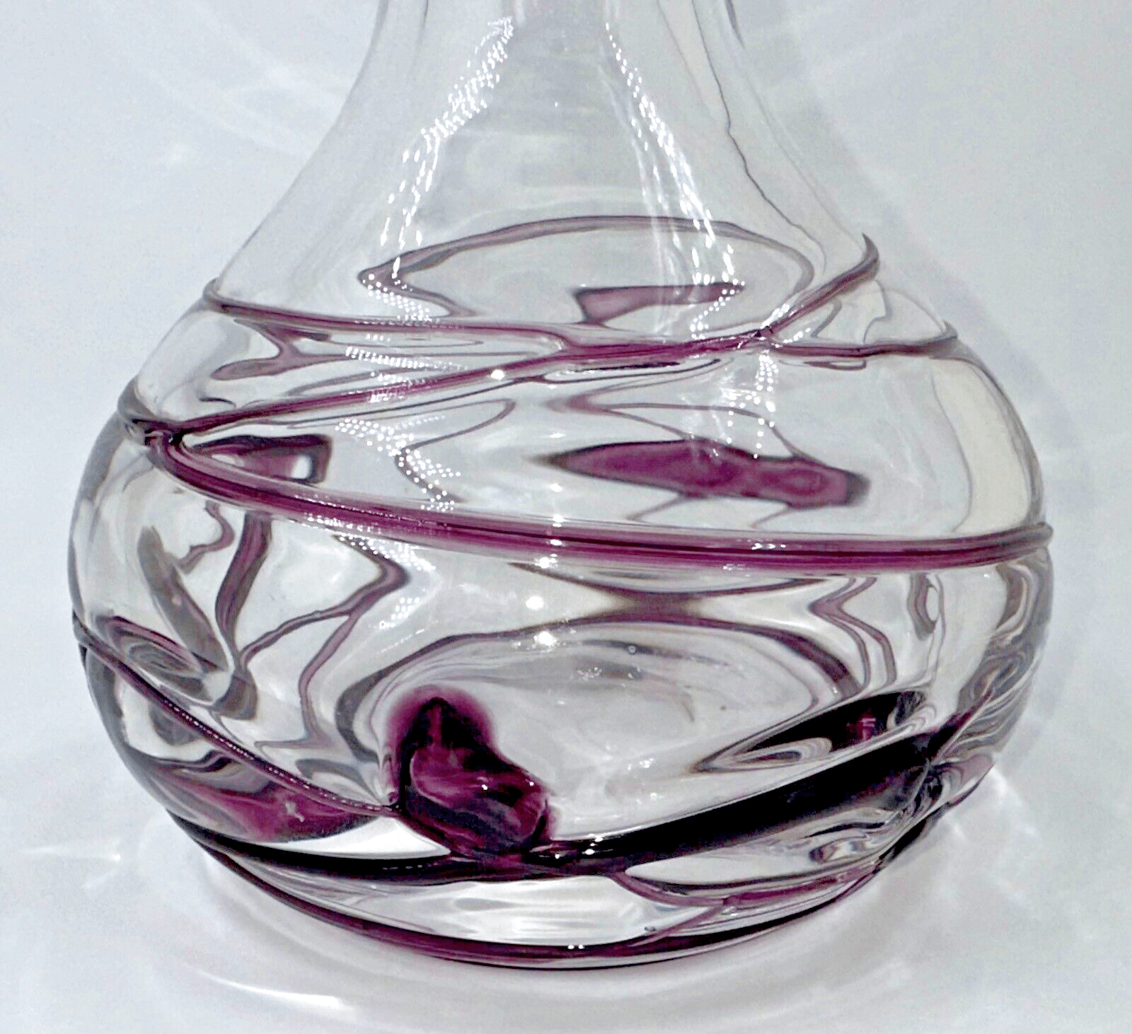 Vintage Poschinger Bavaria Art Glass Vase Crystal Clear w/ Purple Hanging Hearts - AntiquesEtceteraVintage Poschinger Bavaria Art Glass Vase Crystal Clear w/ Purple Hanging HeartsPoschingerAntiquesEtcetera