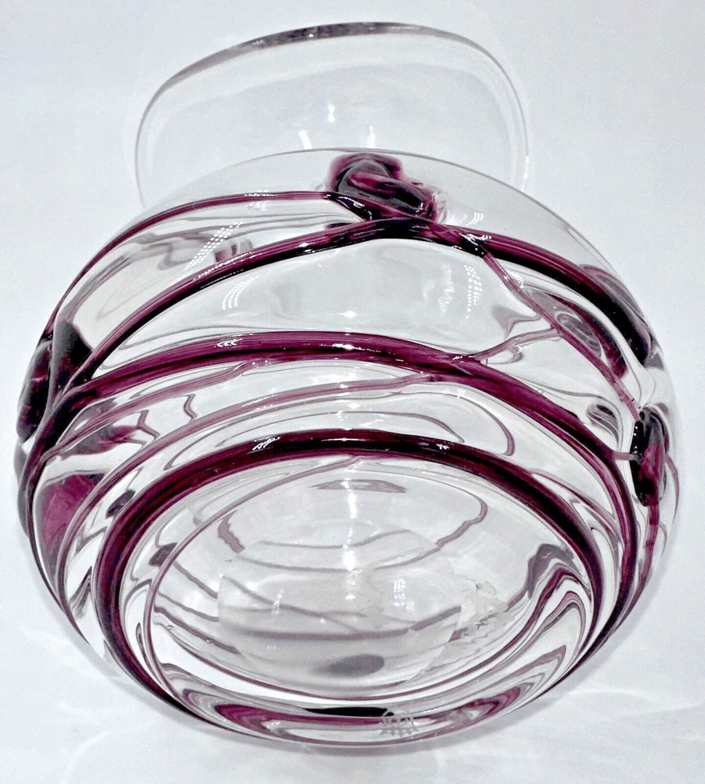 Vintage Poschinger Bavaria Art Glass Vase Crystal Clear w/ Purple Hanging Hearts - AntiquesEtceteraVintage Poschinger Bavaria Art Glass Vase Crystal Clear w/ Purple Hanging HeartsPoschingerAntiquesEtcetera