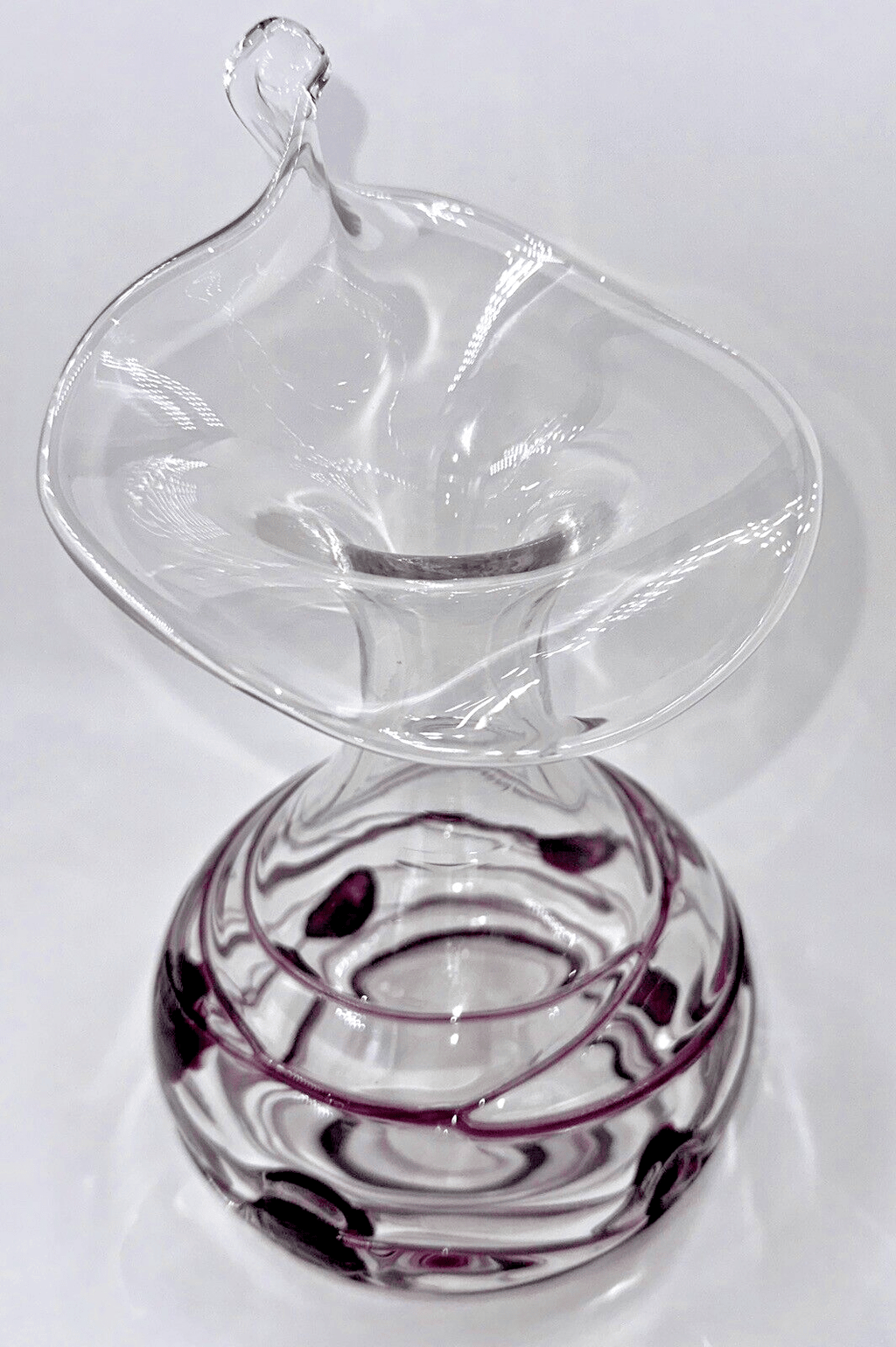 Vintage Poschinger Bavaria Art Glass Vase Crystal Clear w/ Purple Hanging Hearts - AntiquesEtceteraVintage Poschinger Bavaria Art Glass Vase Crystal Clear w/ Purple Hanging HeartsPoschingerAntiquesEtcetera