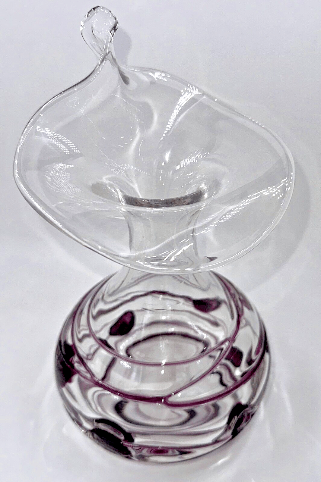 Vintage Poschinger Bavaria Art Glass Vase Crystal Clear w/ Purple Hanging Hearts - AntiquesEtceteraVintage Poschinger Bavaria Art Glass Vase Crystal Clear w/ Purple Hanging HeartsPoschingerAntiquesEtcetera