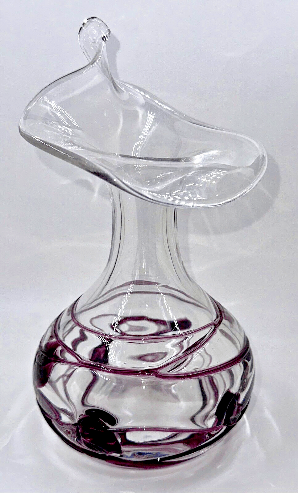 Vintage Poschinger Bavaria Art Glass Vase Crystal Clear w/ Purple Hanging Hearts - AntiquesEtceteraVintage Poschinger Bavaria Art Glass Vase Crystal Clear w/ Purple Hanging HeartsPoschingerAntiquesEtcetera