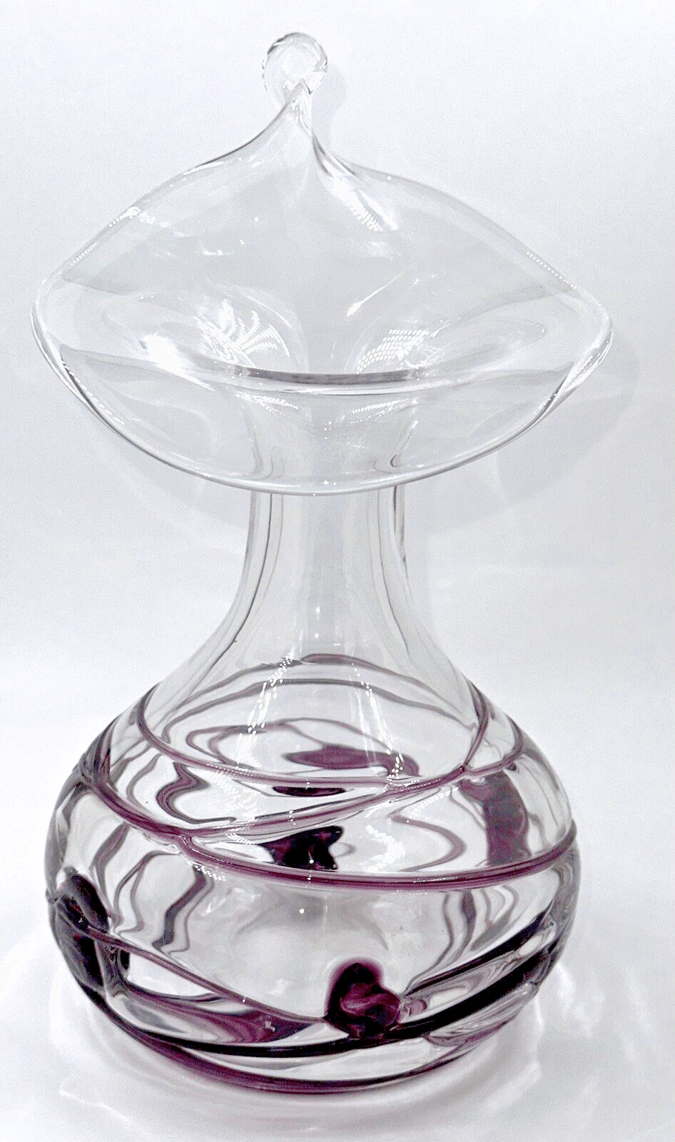 Vintage Poschinger Bavaria Art Glass Vase Crystal Clear w/ Purple Hanging Hearts - AntiquesEtceteraVintage Poschinger Bavaria Art Glass Vase Crystal Clear w/ Purple Hanging HeartsPoschingerAntiquesEtcetera