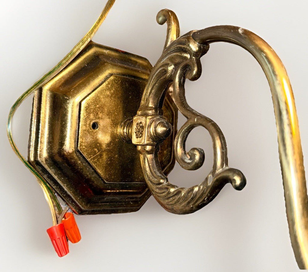Vintage Wall Sconce Pair by Progress Lighting Victorian Floral Style with Shades - AntiquesEtceteraVintage Wall Sconce Pair by Progress Lighting Victorian Floral Style with ShadesProgress LightingAntiquesEtcetera