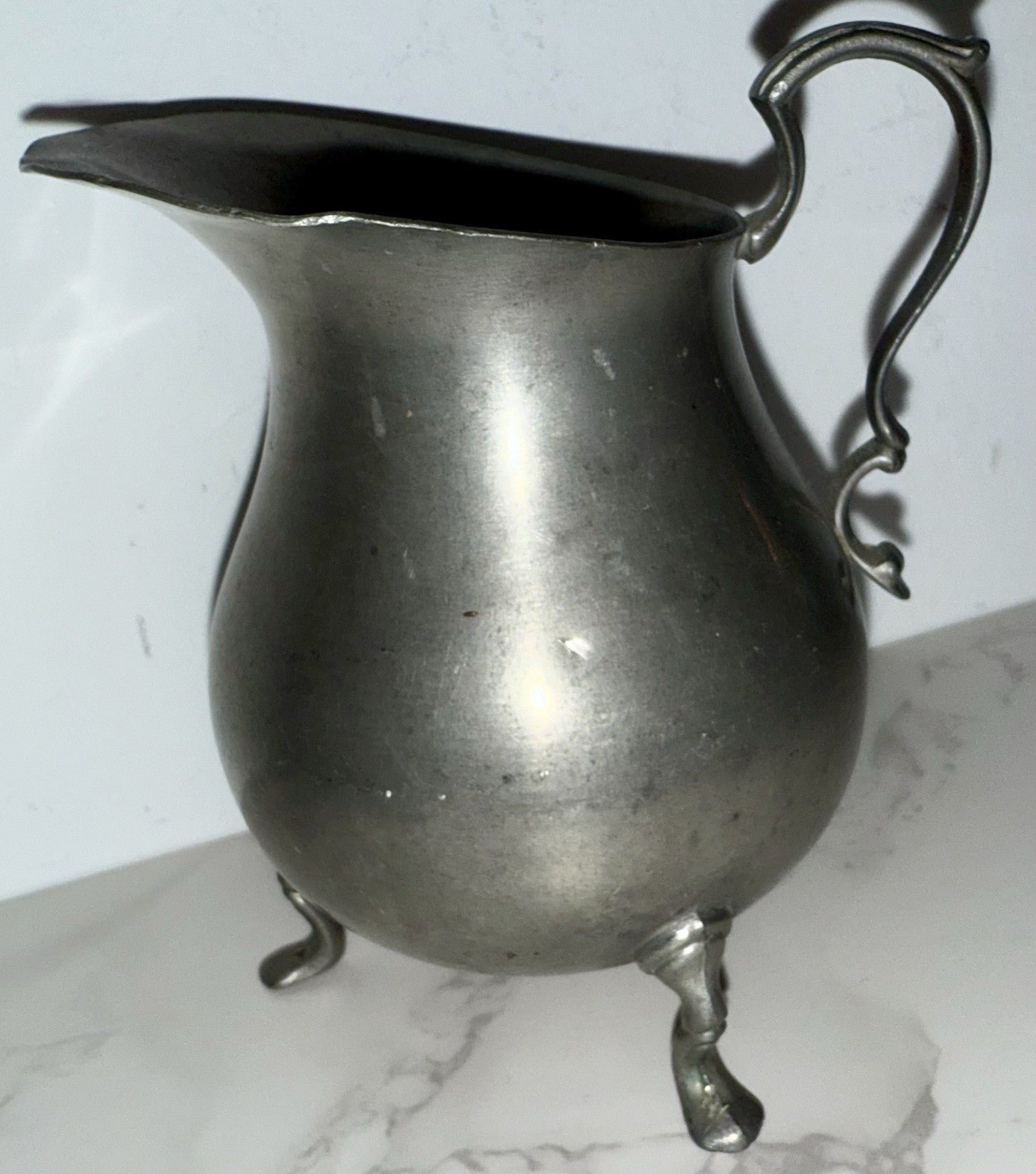 Vtg Antique 3 - Footed Pewter Creamer National Pewter Bern IN. Danforth Collection - AntiquesEtceteraVtg Antique 3 - Footed Pewter Creamer National Pewter Bern IN. Danforth CollectionNational Pewter of Bern, IndianaAntiquesEtcetera