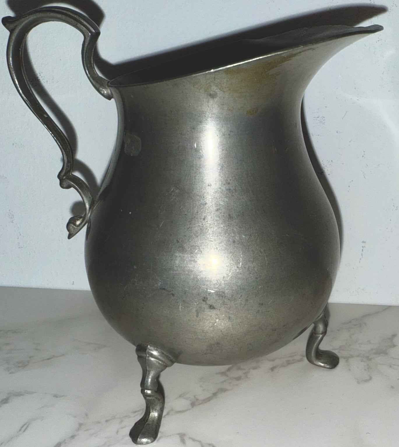 Vtg Antique 3 - Footed Pewter Creamer National Pewter Bern IN. Danforth Collection - AntiquesEtceteraVtg Antique 3 - Footed Pewter Creamer National Pewter Bern IN. Danforth CollectionNational Pewter of Bern, IndianaAntiquesEtcetera