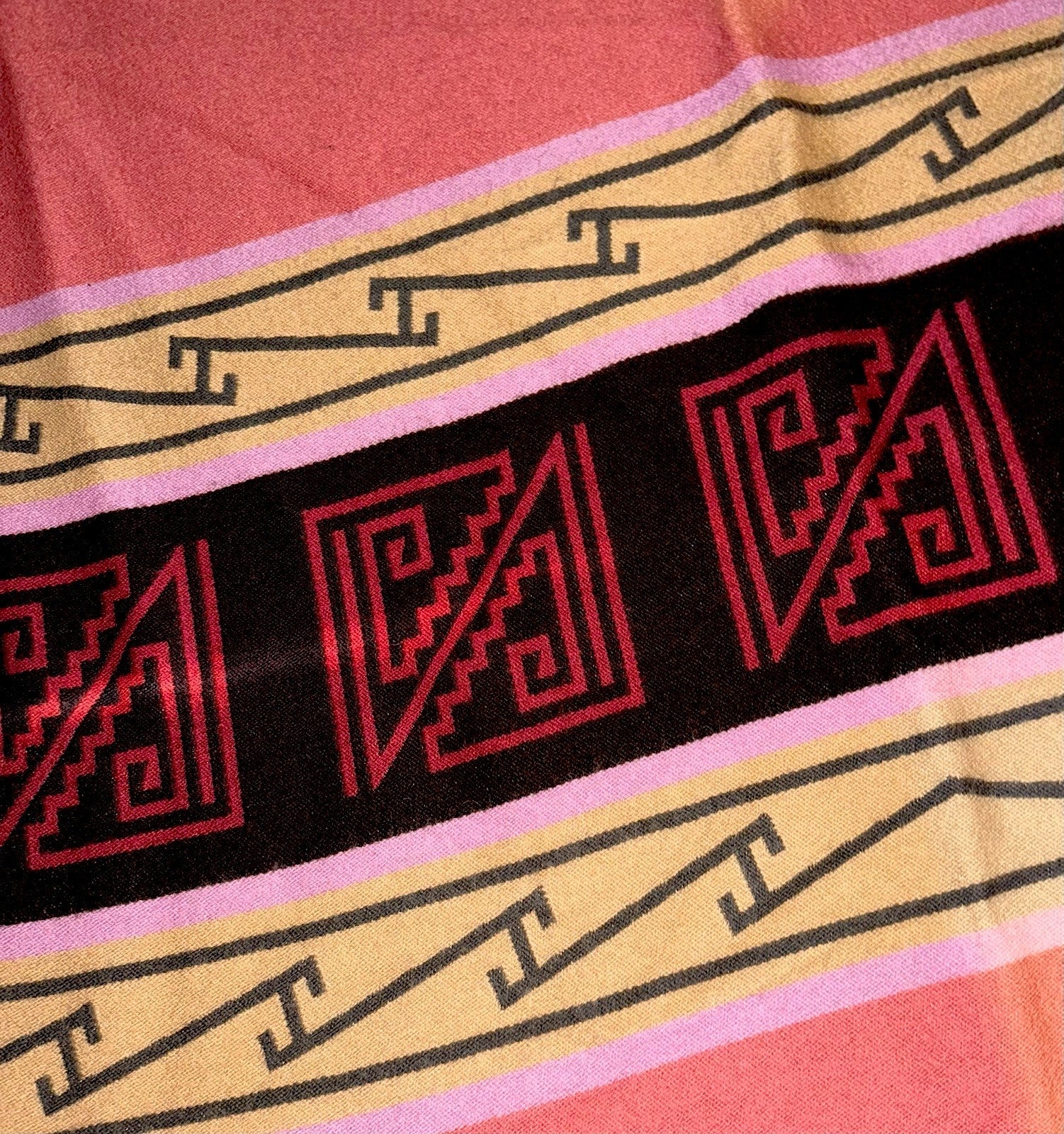 Vtg Wool Rug / Blanket Native American Style Vibrant Geometric 66 x 81 Banded - AntiquesEtceteraVtg Wool Rug / Blanket Native American Style Vibrant Geometric 66 x 81 BandedHandmadeAntiquesEtcetera