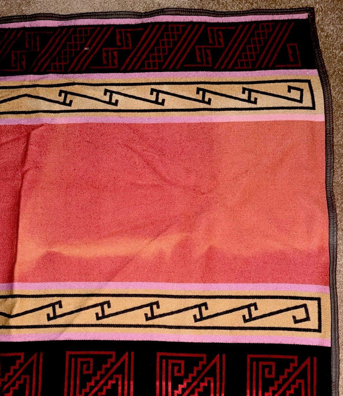 Vtg Wool Rug / Blanket Native American Style Vibrant Geometric 66 x 81 Banded - AntiquesEtceteraVtg Wool Rug / Blanket Native American Style Vibrant Geometric 66 x 81 BandedHandmadeAntiquesEtcetera