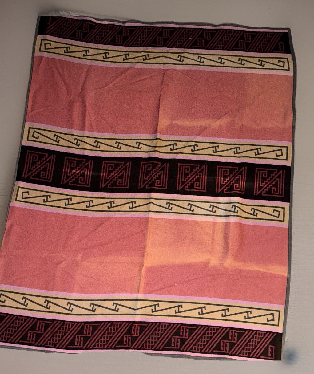 Vtg Wool Rug / Blanket Native American Style Vibrant Geometric 66 x 81 Banded - AntiquesEtceteraVtg Wool Rug / Blanket Native American Style Vibrant Geometric 66 x 81 BandedHandmadeAntiquesEtcetera