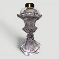 Whale Oil Fluid Stand Lamp Pressed Flint Glass - Flared Base / Ring and Oval MotifAntiquesEtcetera