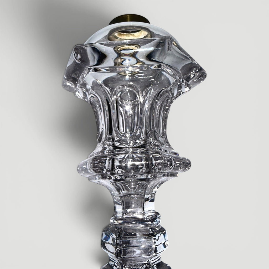 Whale Oil Fluid Stand Lamp Pressed Flint Glass - Flared Base / Ring and Oval MotifAntiquesEtcetera