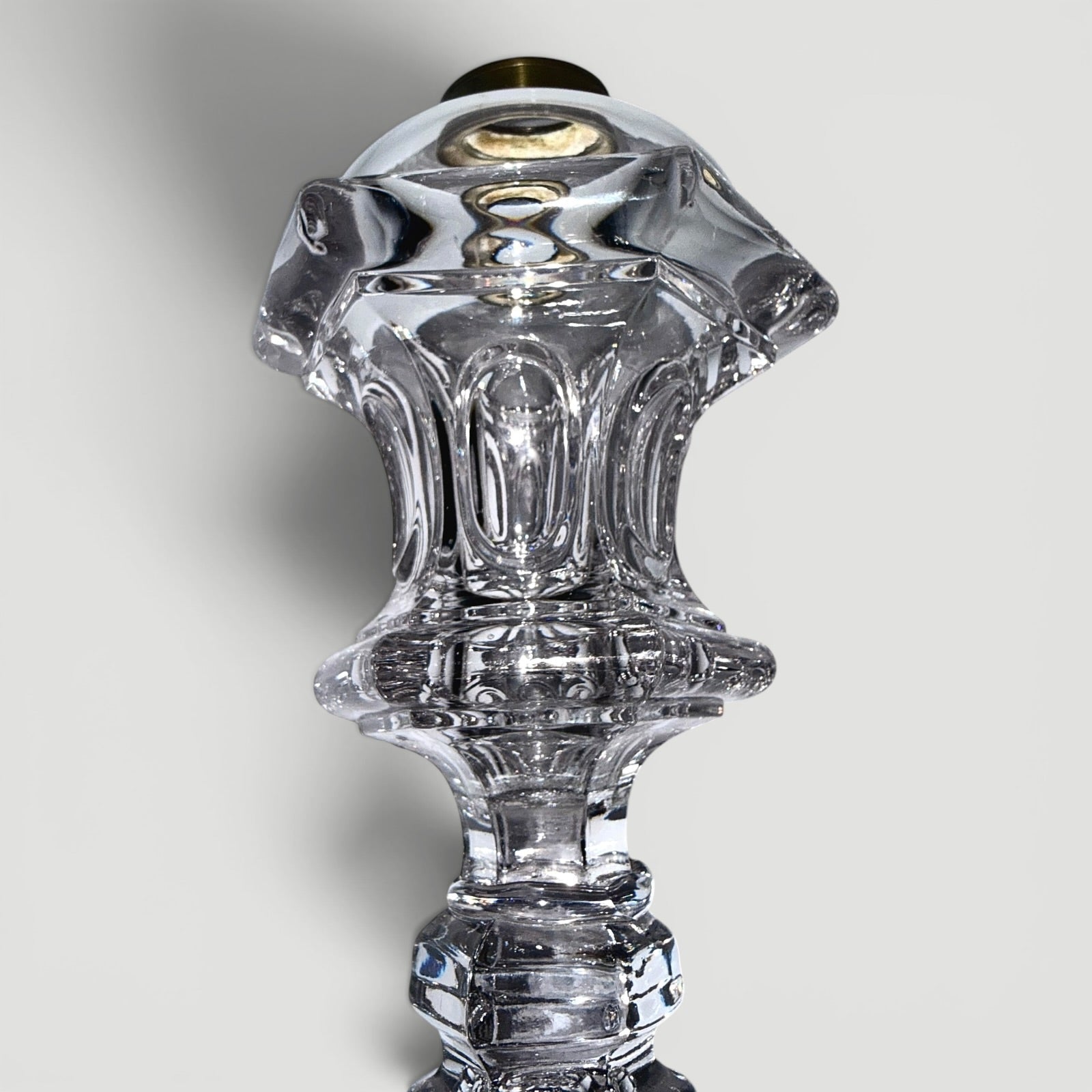 Whale Oil Fluid Stand Lamp Pressed Flint Glass - Flared Base / Ring and Oval MotifAntiquesEtcetera